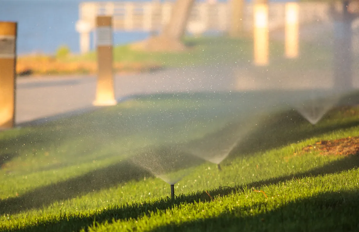 Lawn irrigation sprinklers running in Jacksonville FL